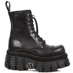 New Rock Combat Boots Unisex Platform Boots in Black - 10 UK M - 9.5 UK W