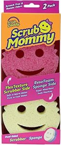 Scrub Daddy Scrub Mommy Cleaning Sponge, Scourer Kitchen Sponges, Cleaning Agent with Texture Change, Scratch-Free Washing Sponge, Odour Resistant Smiley Sponge, Dish Sponge - Pack of 2 Pink