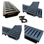 Future Build Supplies Ltd 3 x Black Ultra Low Profile Shallow Flow Drain Plastic Grating 50mm Deep x 1m Length x 125mm Width Drainage Channel suitable for Garden Patios and Driveways