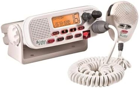 Cobra MR F45-D Fixed Mount VHF Marine Radio – 25 Watt VHF, Submersible, LCD Display, Noise Cancelling Microphone, NOAA Weather Channels, Signal Strength Meter, Scan Channels, White