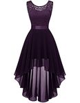 BeryLove Women's Hi-Lo Floral Lace Chiffon Formal Party Bridesmaid Dress CBLP7035GrapeM