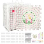 LAMXD Blocking Mats for Knitting - Extra Thick Blocking Boards with Grids with 24pcs Knitting Blockers, 200 T-pins, 20 Stitch Marker 3 Plastic Needles and Tape Measure - Pack of 9