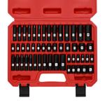 EMENTOL 50PCS 1/4" Drive Deep and Shallow Impact Socket Set, CR-V, SAE/Metric, 6-Point Master Impact Socket Set