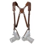 Padwa Lifestyle Dark Brown Dual Camera Harness Strap for Two-Cameras - Dual Shoulder Full Grain Leather Harness,Multi Double Camera Gear for DSLR/SLR Strap,Double Camera Harness for Photographers