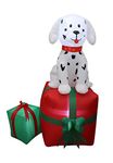 5 Foot Tall Christmas Inflatable Dalmatian Puppy Dog on Gift Box Outdoor Indoor Holiday Decorations, Blow Up LED Lights Lighted Christmas Yard Decor, Giant Lawn Inflatable for Home Family Outside