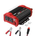 NDDI POWER 400W Car Power Inverter, DC 12V to 110V AC Converter with 2 Charger Outlets and Dual 3.1A USB Ports Cigarette Lighter Socket Adapter for Laptop Computer(Black)