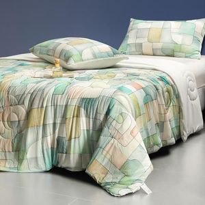 LLanCL Print Cooling Blankets for Hot Sleepers - Cool Like Ice Cream Blanket for Summer, Lightweight Double-Sided Cooling Comforter Quilt (King Size 90" x 108" Grid Green)
