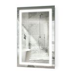 Krugg LED Bathroom Mirror 20 Inch X 32 Inch | Lighted Vanity Mirror Includes Dimmer and Defogger | Wall Mount Vertical or Horizontal Installation |