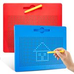 Aoriher 2 Pcs Large Magnetic Drawing Board Magnetic Steel Ball Writing Board with Pen Magnetic Drawing Pad for Kids Children Travel Tablet Educational Games Fidget Gifts, 12.2 x 10 Inch