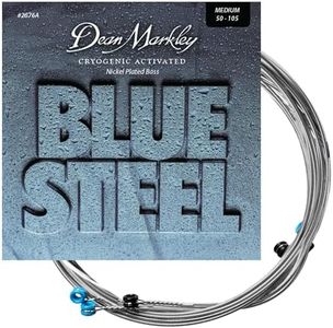 Dean Markley NPS Blue Steel Bass Guitar Strings 4 String Set, 50-105 Medium 4 String Bass Guitar, Cryogenically Processed Steel Bass Strings with Warm Rich Tone, Made in the USA