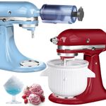 Ice Cream Maker&Shaved Ice Attachment for Kitchen aid Mixer, Kitchenaid Accessories Set Includes Shaved Ice Machine with 8 Ice Molds and Ice Cream Sorbet Gelato Maker for 4.5Qt & Larger Stand Mixers
