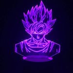 Swikee Super Goku 3D Illusion Night Lights, USB LEDs Table Home 3D Arts Super god Son lamp, 7 Color Changing Decor Night Light Gifts