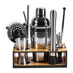 Incrizma Mixology Bartender Kit Cocktail Shaker Set With Stand | Silver Bar Set Cocktail Shaker Set For Drink Mixing - Bar Tools: Martini Shaker, Jigger, Strainer, Bar Mixer, Opener (13)