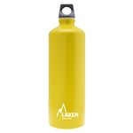 LAKEN Futura Water Bottle with Narrow Mouth, Single Wall Lightweight Aluminum BPA Free, Leak-Proof Screw Cap, 1 Litre, Yellow