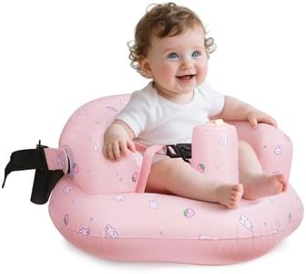 AirSwim Inflatable Baby Chair for Baby 3 Months and Up, Inflatable Baby Seat with Safety Belt and Built-in Pump, Simplified Blow Up Baby Chair, Baby Seats for Infants for Sitting Up, Strawberry