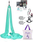 F.Life Aerial Silks Standard Kit Pilates Yoga Flying Swing Aerial Yoga Hammock Silk Fabric for Yoga (10 Yards of Fabric) (Turquoise)
