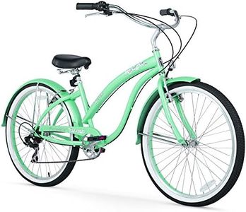 Firmstrong Bella Classic Women's Beach Cruiser Bike, 7 Speed Hybrid Bicycle, 26 Inch Wheels, Mint Green