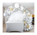 SHIMMER & CONFETTI 151 Pack Premium DIY White Gray Silver Balloon Arch & Garland Kit with Metallic Silver, Confetti. Party Supplies and Decorations for Birthday, Bridal, Baby Showers, Weddings