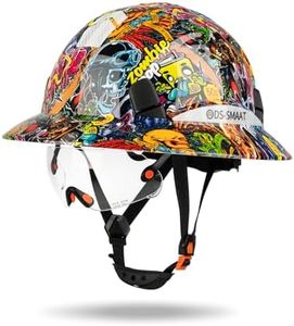 DS-SMAAT Full Brim Hard Hat with Visor, 6-Point Ratchet Suspension Safety Helmet, Superior Impact Head Protection, ANSI Z89.1 OSHA Approved Safety Helmet,Great for Men&Women (Sheleton Pattern)