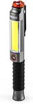 NEBO Big Larry 3 Work Light, 600 Lumen Flashlight with COB Work Light, Pocket Clip Magnetic Base for Hands-Free Lighting, Portable COB LED Dimmable Flashlight, Hazard Light-Red