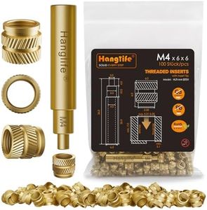 HANGLIFE M4 Heat-Set Threaded Inserts with Insert Tip, Heat Set Insert for 3D Printing Components and Plastic Parts with Soldering Iron Press Tool - Brass Metric Knurled Nuts (100 Pieces)