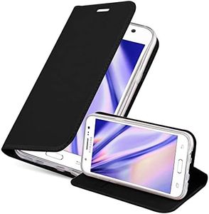 Cadorabo Custodia Libro per Samsung Galaxy J5 2015 in Classy Nero – con Vani di Carte, Funzione Stand e Chiusura Magnetica – Portafoglio Cover Case Wallet Book Etui Protezione