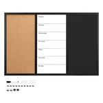 Navaris Combination Cork Board/Whiteboard/Chalkboard - 90x60cm Magnetic Memo Week Planner Notice Board - With Chalk, Push Pins, Marker, Magnets