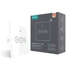 MoesGo WiFi RF433 Smart Touch Panel Curtains Roller Blinds and Shutters Switch, Motorized Curtain Motor Needed, Compatible with Smart Life/Tuya App, Alexa and Google Home White