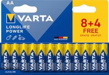 VARTA Batteries AA Pack of 12, Longlife Power, Alkaline, 1.5 V, Ideal for Toys, Wireless Mouse, Torches, Plastic-Free Packaging
