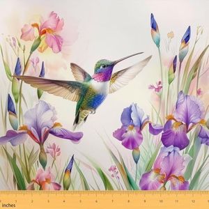 Catabedysis Hummingbird Upholstery Fabric Spring Natural Floral Outdoor Fabric By The Yard 10 Yard Rustic Farmhouse Wildlife Waterproof Fabric for Chairs Bird Animal Indoor Home DIY Decor