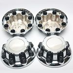 Center Caps for Chevy & GMC 8 Lug Nuts, 4pc Set of Chrome Auto Hub Covers, OEM Genuine Factory Aftermarket Replacement, Easy Bolt On - Fits 16"/17" inch Alloy Aluminum Wheel RimsF