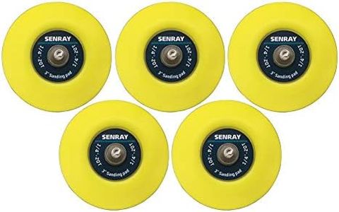 Senray 5Pcs 3-Inch Hook and Loop Backing Pad Sanding Pads for Dual Action Orbital Sanders, 1/4"-20 Thread | 15,000 RPM
