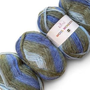 Wool Wonders Yarn for Crocheting, 4 Skeins, 640Yds/400G, Free Patterns - Wool Yarn for Knitting - Aran/Heavy #4 Medium Worsted Weight - Blue Gray