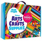 Blue Squid Arts & Crafts Chest - 3000+ pcs Deluxe Craft Supplies Box with 2 Drawers, 18 Compartments, Sturdy Handle - School Art Crafting Kit Set for Kids, Girls, Boys Ages 4 5 6 7 8 9 10 11 12