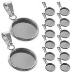 Milisten 20pcs Pendant Trays Kit Round Bezel Blanks Trays Pendant Cabochon Settings for DIY Crafting Photo Jewelry Making Silver 10mm