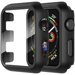 Diruite 2-Pack Screen Protector for Apple Watch Series 3/2/1 38mm Tempered Glass Case,All Around Hard Matte PC Protective for iWatch 38mm Cover-Black