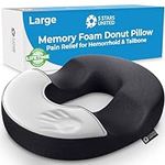 5 STARS UNITED Donut Pillow Hemorrhoid Tailbone Cushion – Large Black Seat Cushion Pain Relief for Coccyx, Prostate, Sciatica, Pelvic Floor, Pressure Sores, Pregnancy