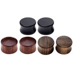 Jovivi 6pcs Organic Wood Brown Black Double Flared Ear Saddle Plugs Stretcher Punk Piercing Gauge 10mm - 20mm