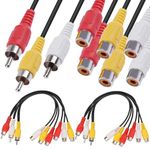 Xiatiaosann RCA Splitter Cable, 3 RCA Male Jack to 6 RCA Female Plug Extension Cord, Audio Video Av Adapter Splitter Cable for Laptop, Computer, Projector (2 Pack, 32cm/12.6in)
