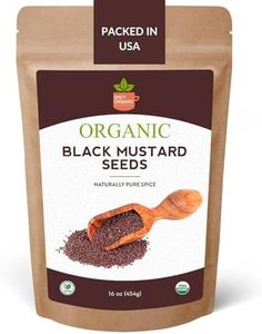 SPICY ORGANIC Indian Black Mustard Seeds - 16 oz - Whole, Pure, and Natural Dried Mustard Seed for Cooking and Seasoning - USDA Certified Organic, Kosher, Gluten-Free, and Non-GMO