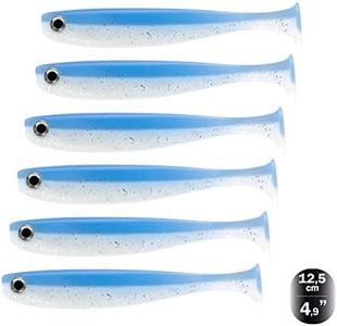 Nasty Bait Rubber Fish Dolphin/Milky Set of 6 | 12.5 cm | Rubber Bait | Artificial Bait | Zander Bait, Pike Bait, Perch Bait | UV Active Models | Flanking Action | 3D Eyes | Openings for Offset Hooks