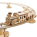Hallisun 3D Wooden Puzzles for Adults, Wooden Train Set with Railway, Train Mechanical Model Kit for Adults Men Women, Engineering DIY Wooden Hobbies Models Valentine's Day.Christmas Gift, 141 Pieces