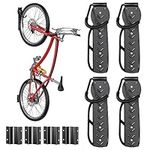 HiFitness Bike Rack Hook with Tire Tray, 4-Pack Wall Mount Bike Hanger for Indoor Storage System, Vertical Bike Garage Rack Holds Up to 70lbs (4pcs)