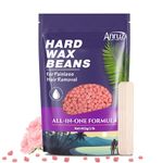 ANRUZ Hard Wax Beads for Sensitive Skin - 453g Wax Beads Hair Removal with 10 Applicators - Rose Waxing Beads for Armpit, Brazilian, Bikini&Leg Coarse Hair At Home Waxing for Any Waxing Set