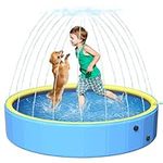 Yivsen Perfect Combination of Dog Pool and Splash Pad 1.6m, Sturdyer Foldable Kiddie/Baby Plastic Pools, Summer Swimming Bath Tubs for Kid/Dog/Pet