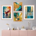 kotart Premium Digital Paintings with Frame for Home Decoration - Painting for Living Room Bedroom Office - Painting for Wall Decoration - Pack of 4 (I)