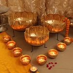 TIED RIBBONS Pack of 14 Decorative Urli Bowl for Home Decor with Stands for Floating Flowers and Tealight Candles (Gold) - Diwali Decoration Items for Home Decor - Diwali Decor - Diwali Gifts