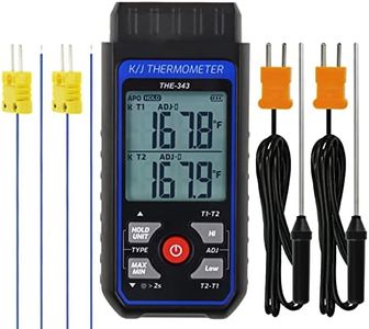 Thermocouple Thermometer Digital K Type Thermometer with 4 Thermocouples, -328~2500℉ Measuring Range HVAC Thermometer Dual Channels Temperature Meter Gauge with LED Backlight & ADJ Compensation