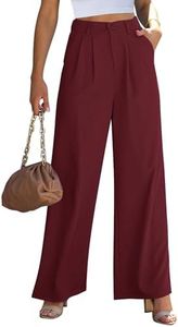 GRAPENT Palazzo Pants Women Trousers Wide Leg High Waisted Pants for Women Maternity Slacks for Women Work Red Flowy Pants Loose Trousers Color Rumba Red Size Large Size 12 Size 14
