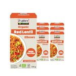 Explore Cuisine Organic Red Lentil Elbows: Gluten Free Pasta, High in Protein & Great Source of Fibre, Perfect for Vegan Diets and Family Meals, Lower in Carbs (6 x 225g)